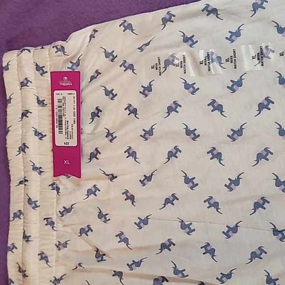 0715. NWTs ~ Ambrielle Sleepwear ~ XL ~ Blue & Pink Elephants 100% Cotton ~ - Picture 3 of 5